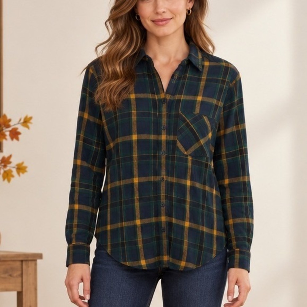 Lucky Brand Plaid Button Down Flannel Classic Fit Lumberjack Cabincore Small
